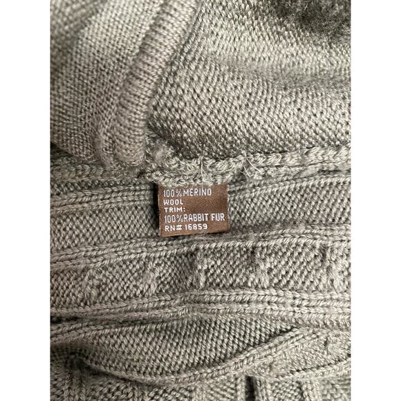 J. McLaughlin 100% Wool Sweater Vest MEDIUM Gray Knit Rabbit Fur Open Winter - Picture 5 of 6